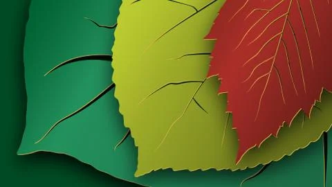 Tree leaves for HD video backdrop or others. Paper cut style. Vector. Stock Illustration