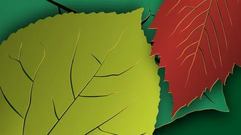 Tree leaves for HD video backdrop or others. Paper cut style. Vector. Stock Illustration