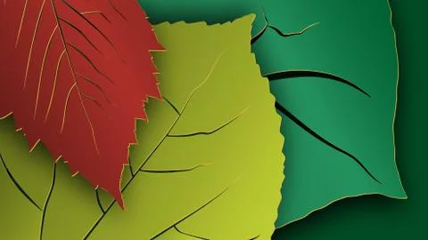 Tree leaves for HD video backdrop or others. Paper cut style. Vector. Stock Illustration