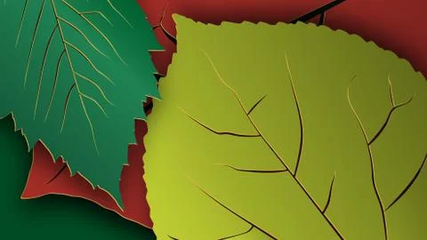 Tree leaves for HD video backdrop or others. Paper cut style. Vector. Stock Illustration