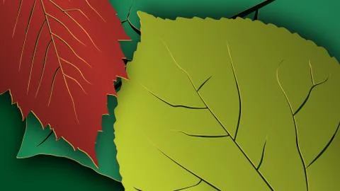 Tree leaves for HD video backdrop or others. Paper cut style. Vector. Stock Illustration
