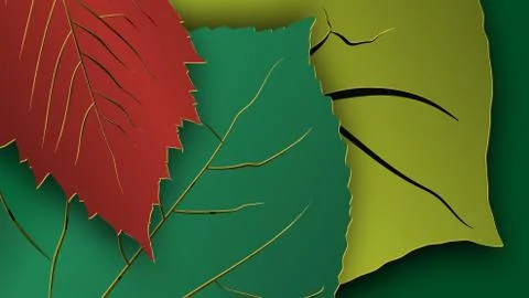 Tree leaves for HD video backdrop or others. Paper cut style. Vector. Stock Illustration