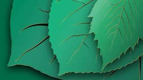 Tree leaves for HD video backdrop or others. Paper cut style. Vector. Stock Illustration