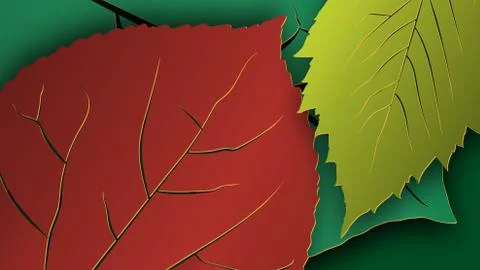 Tree leaves for HD video backdrop or others. Paper cut style. Vector. Stock Illustration