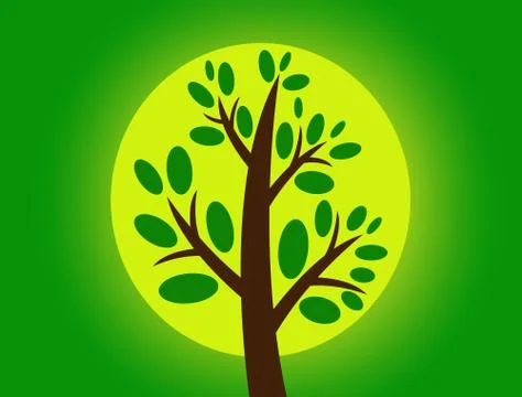 Tree with leaves Illustrazione stock