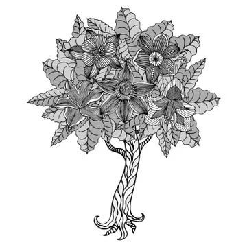 Tree with leaves Stock Illustration