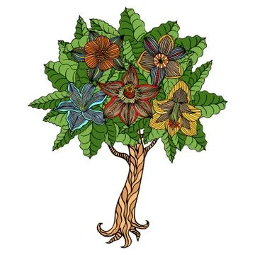 Tree with leaves Stock Illustration