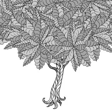 Tree with leaves Stock Illustration