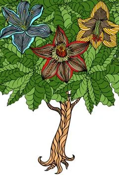 Tree with leaves Stock Illustration