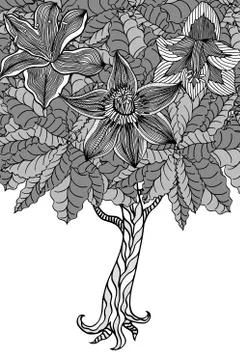 Tree with leaves Illustrazione stock