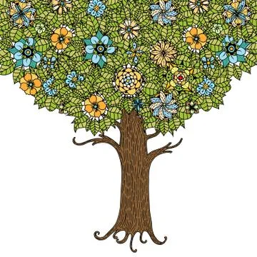 Tree with leaves Ilustração Stock