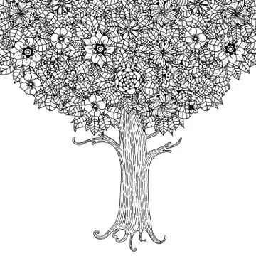 Tree with leaves Stock Illustration