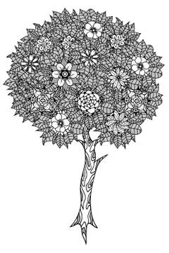 Tree with leaves Illustrazione stock