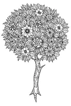 Tree with leaves Stock Illustration