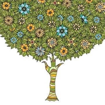 Tree with leaves Stock Illustration