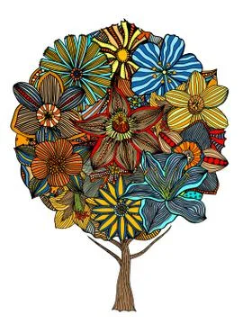 Tree with leaves Stock Illustration