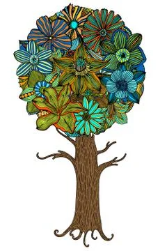 Tree with leaves Stock Illustration