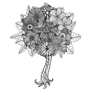 Tree with leaves Illustrazione stock