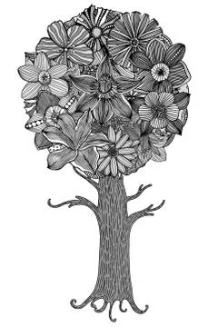 Tree with leaves Illustrazione stock