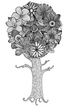 Tree with leaves Stock Illustration