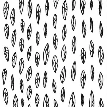 Tree leaves ink texture background. Vintage black and white illustration leav Stock Illustration