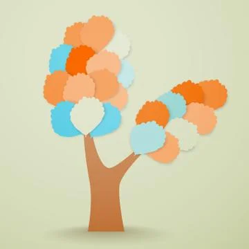 Tree with leaves on light green background Stock Illustration