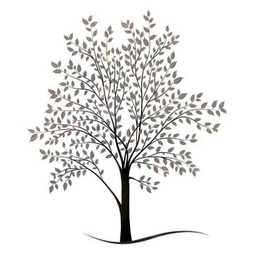 Tree with leaves silhouette Stock Illustration