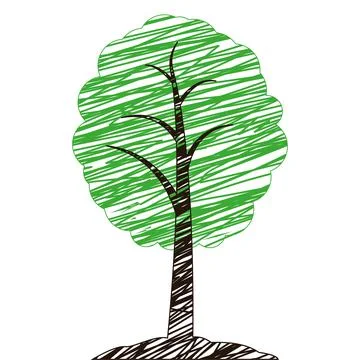 Tree with leaves. Template for logo design, badges, stickers and logos for yo Stock Illustration