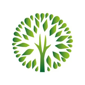 Tree with leaves. Template for logo design, badges, labels and logos for your bu Stock-Illustration