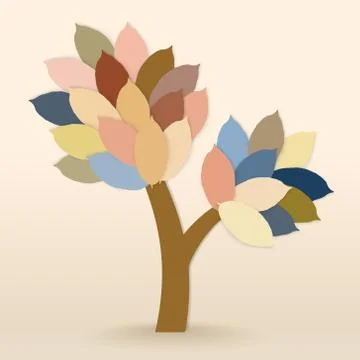 Tree with leaves on warm background Stock Illustration