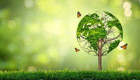 A tree with leaves of the world map, concept, environment, save the world Stock-Fotos