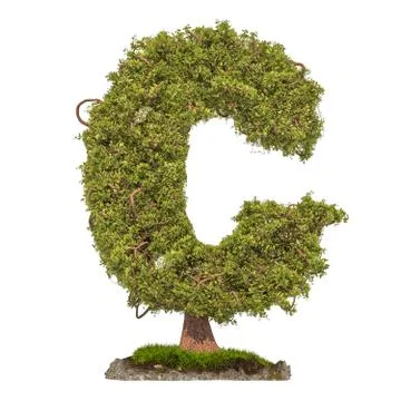 Tree letter C. Tree in shaped of letter C, 3D rendering Illustrazione stock