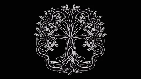 Tree of Life 3D model animation. Incl ALPHA MATTE. Stock Footage 137625774