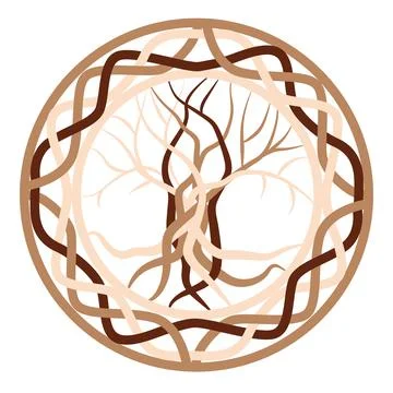 The tree of life, an ancient Celtic symbol, decorated with Scandinavian patte Stock Illustration