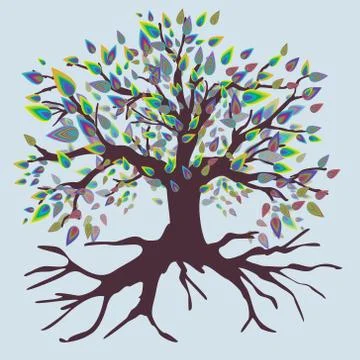 Tree of life rough rainbow version Illustrazione stock