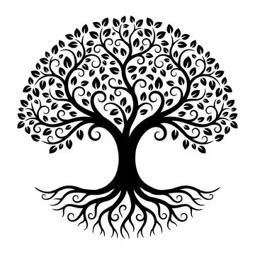 Tree of Life Silhouette Vector Stock Illustration