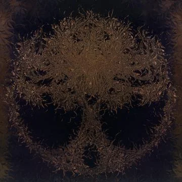 Tree of life symbol on black background, yggdrasil. Stock Illustration