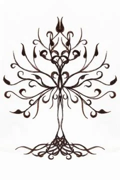 Tree of life symbol on structured ornamental background, yggdrasil. Stock Illustration
