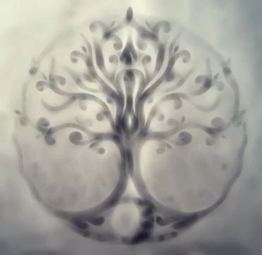 Tree of life symbol on structured ornamental background, yggdrasil. Fractal Stock Illustration