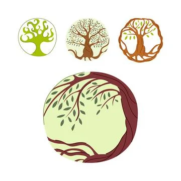 Tree of life symbol vector collection design Illustrazione stock