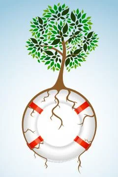 Tree with lifebuoy Illustrazione stock