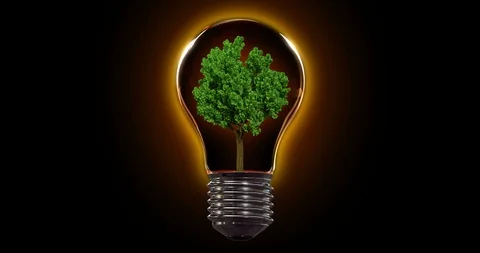 Tree in the lightbulb, looping animation Stock Footage 89160066