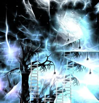 Tree with lightbulbs Stock Illustration