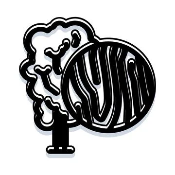 Tree line art black and white icon 스톡 일러스트