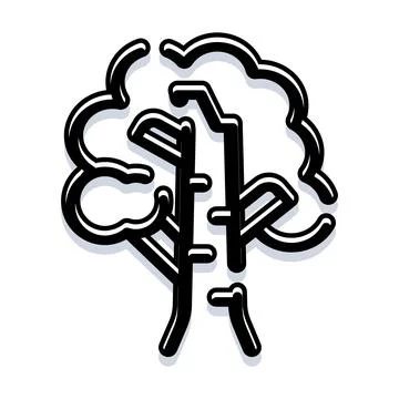Tree line art black and white icon Stock Illustration