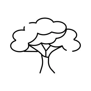 Tree line art drawing representing nature ecology and environment Stock Illustration