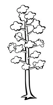 Tree line drawing Stock Illustration