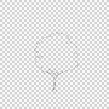 Tree line drawing, Side view, Stock-Illustration