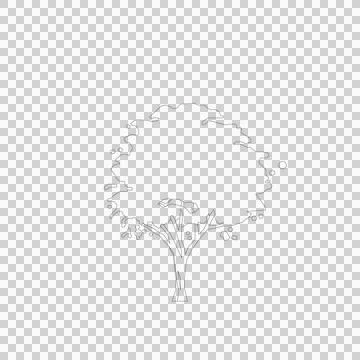 Tree line drawing, Side view, 库存插图