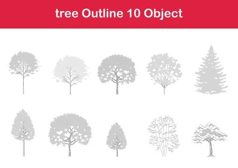 Tree line drawing, Side view, graphics Stock-Illustration